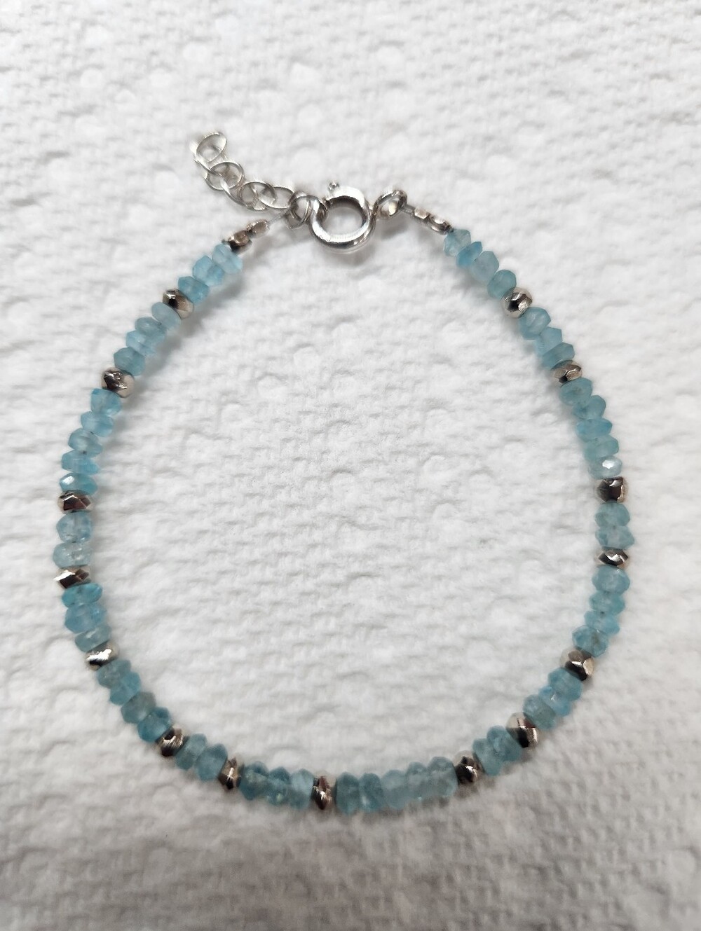 Blue Topaz And Sterling Silver Beaded Bracelet